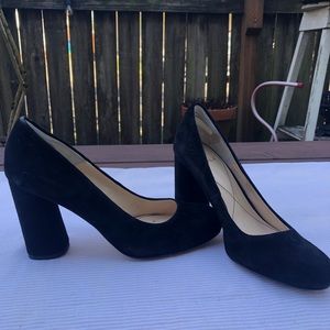 Black suede heels